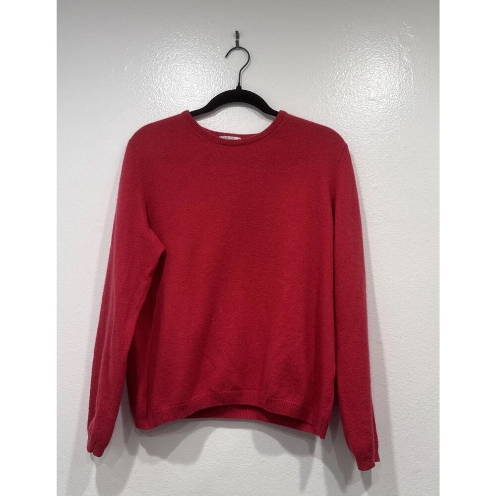 Isle‎ 100% Pure Cashmere Sweater Women's Long Sleeve Fuchsia Pink Crewneck READ